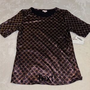 LuLaRoe Gigi Top with Brown and Black Pattern